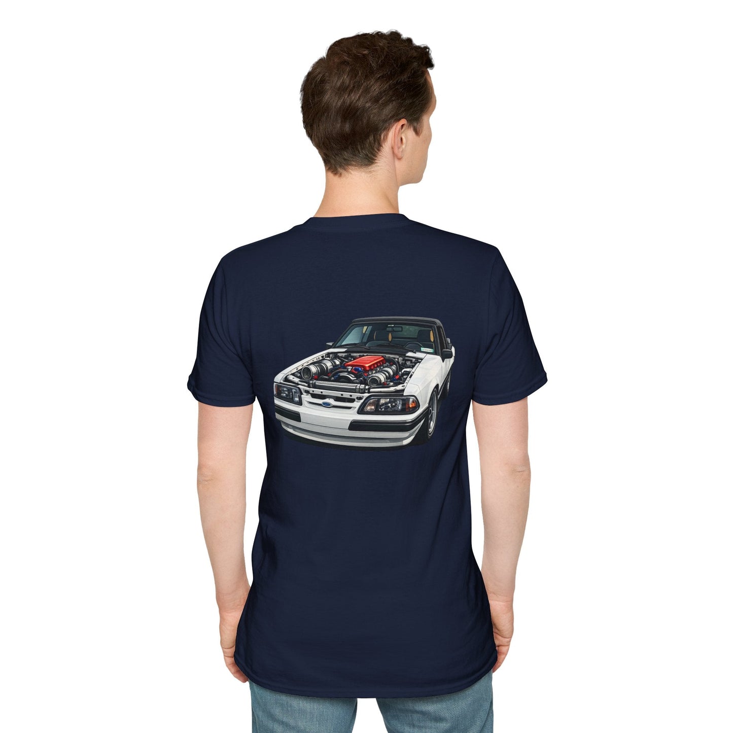 T-Shirt — White Vintage Foxbody Mustang Illustration Tee