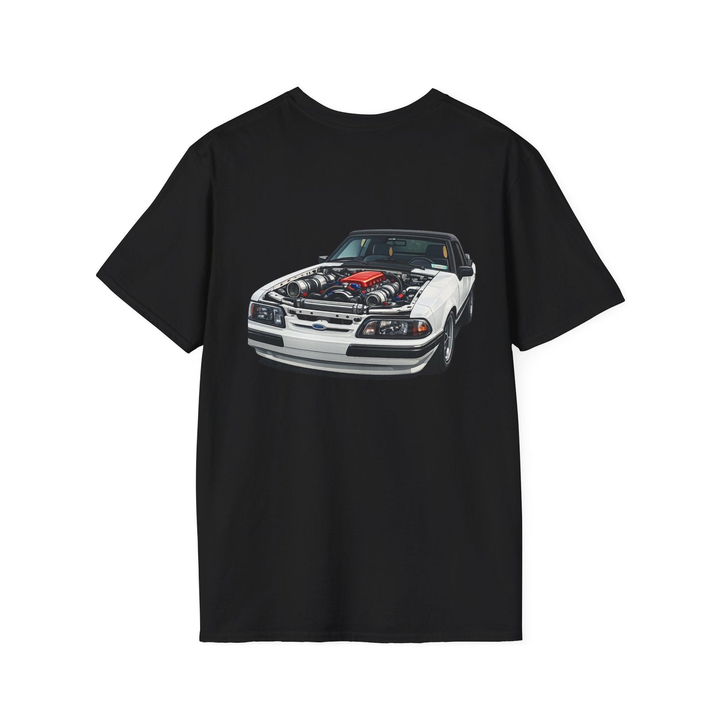 T-Shirt — White Vintage Foxbody Mustang Illustration Tee