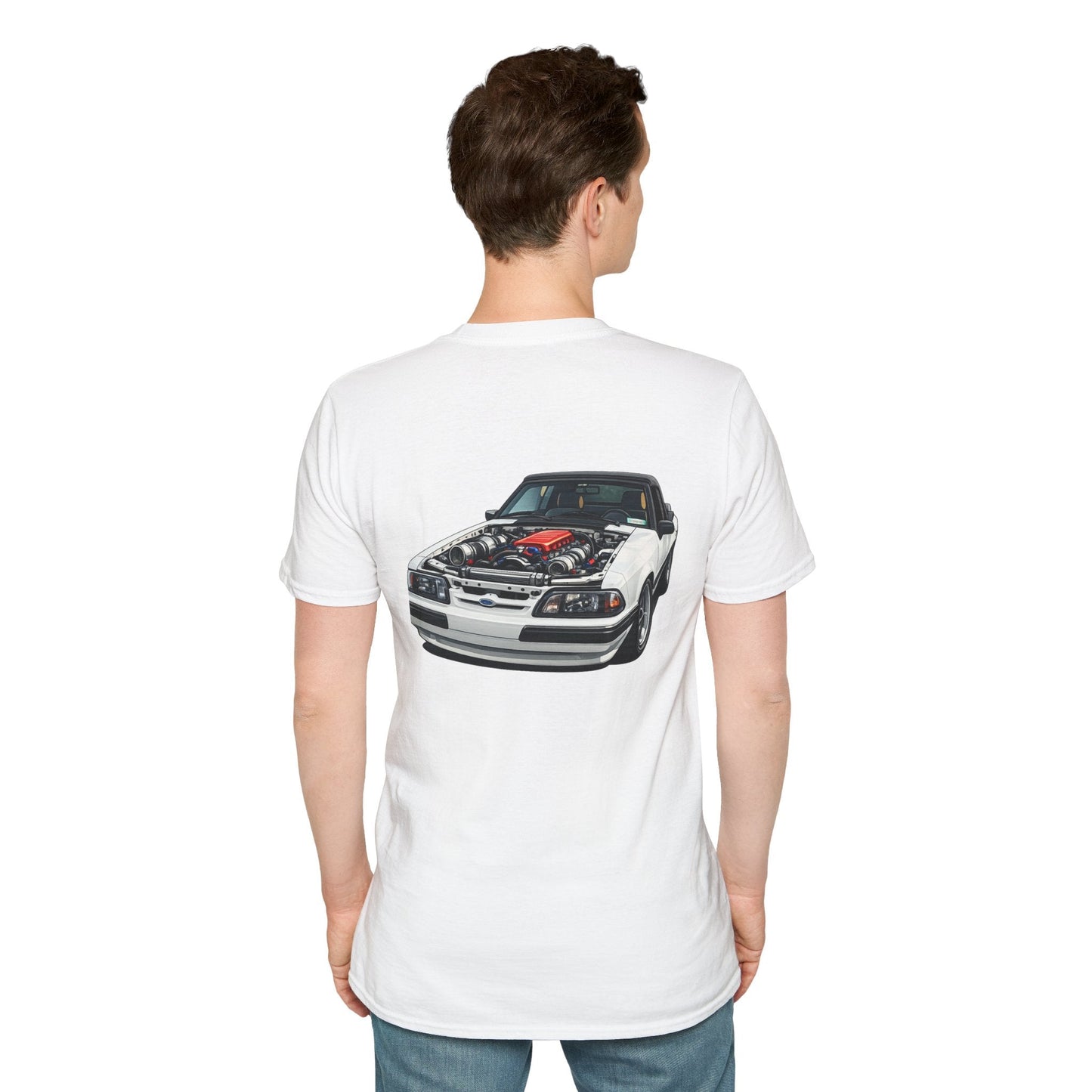 T-Shirt — White Vintage Foxbody Mustang Illustration Tee