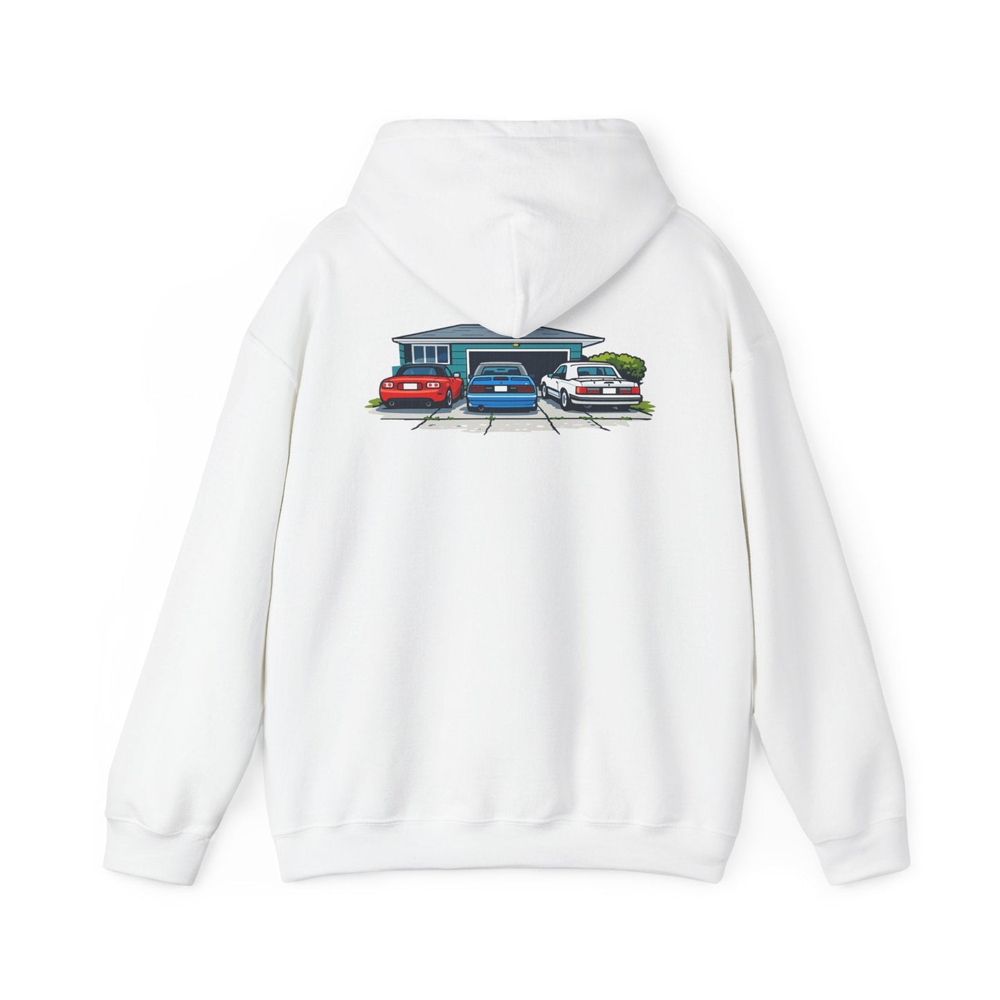 Hoodie - Retro Cars Garage Illustration Hooded Sweatshirt