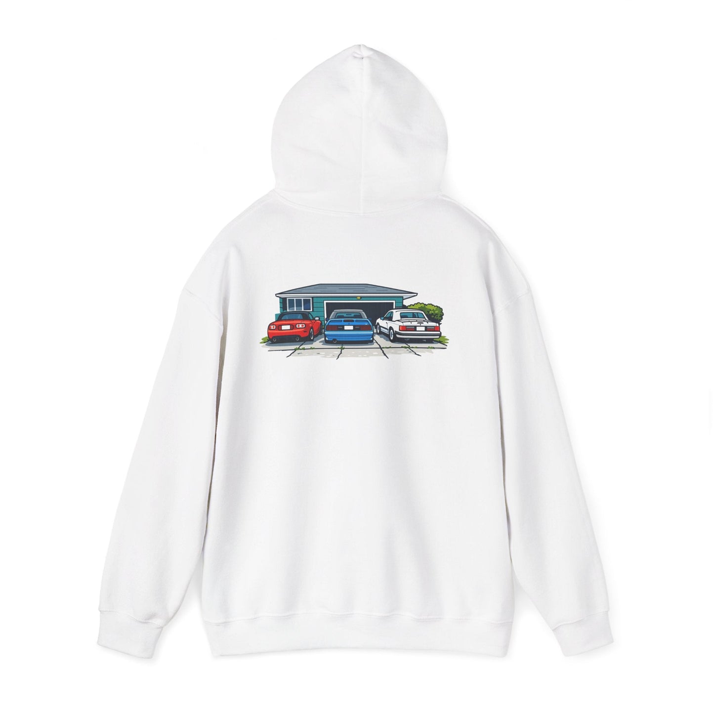 Hoodie - Retro Cars Garage Illustration Hooded Sweatshirt