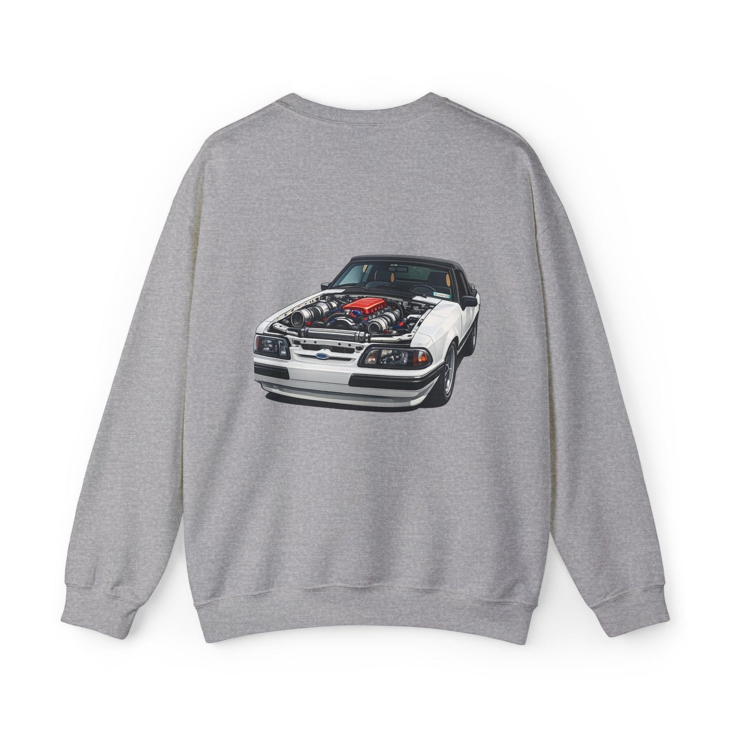 Mustang Foxbody Crewneck Sweatshirt – Classic White Car Illustration