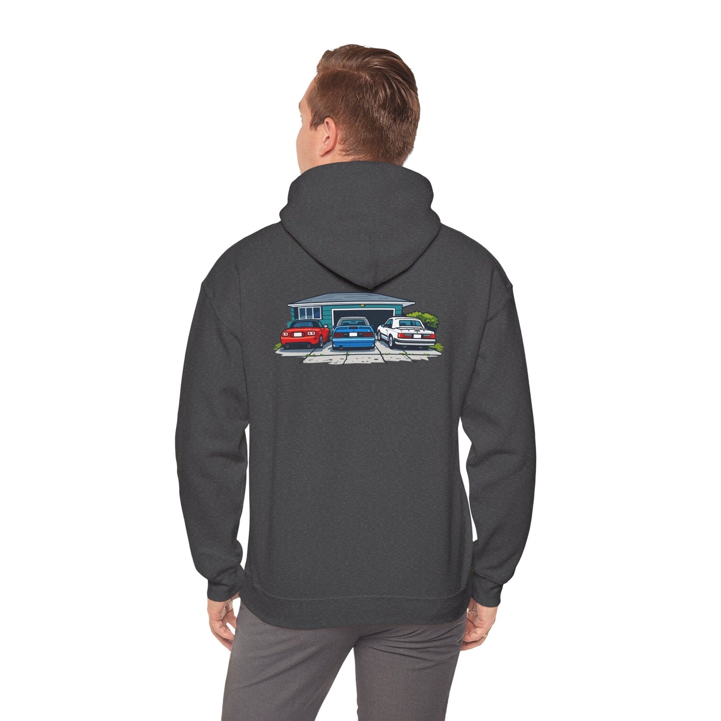 Hoodie - Retro Cars Garage Illustration Hooded Sweatshirt