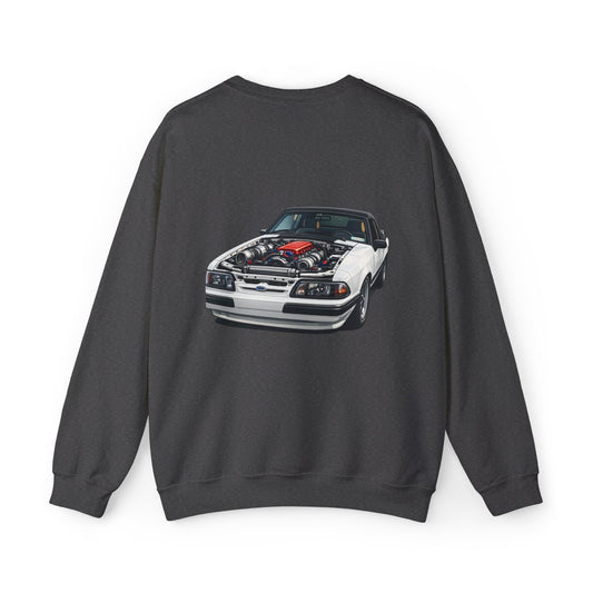Mustang Foxbody Crewneck Sweatshirt – Classic White Car Illustration