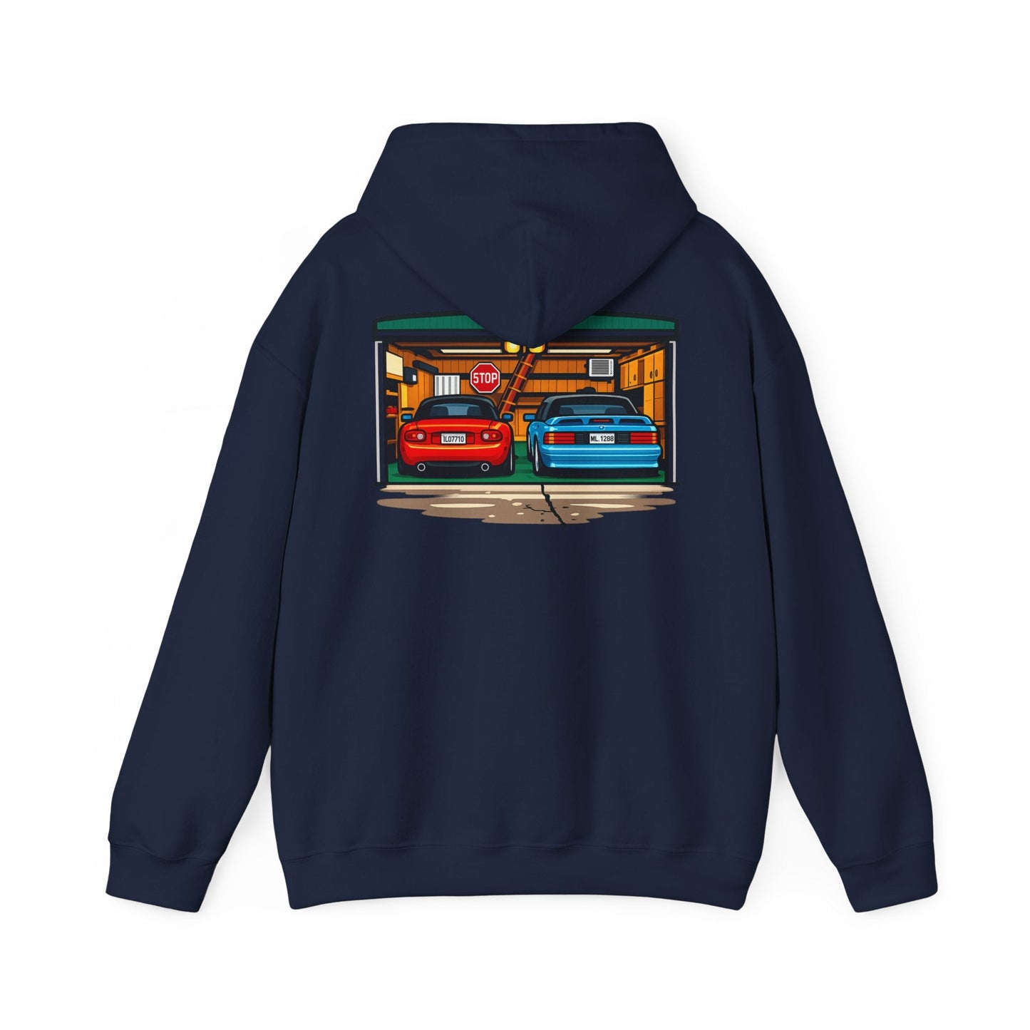 Car Garage Hoodie — Vintage Twin Sports Cars Illustration