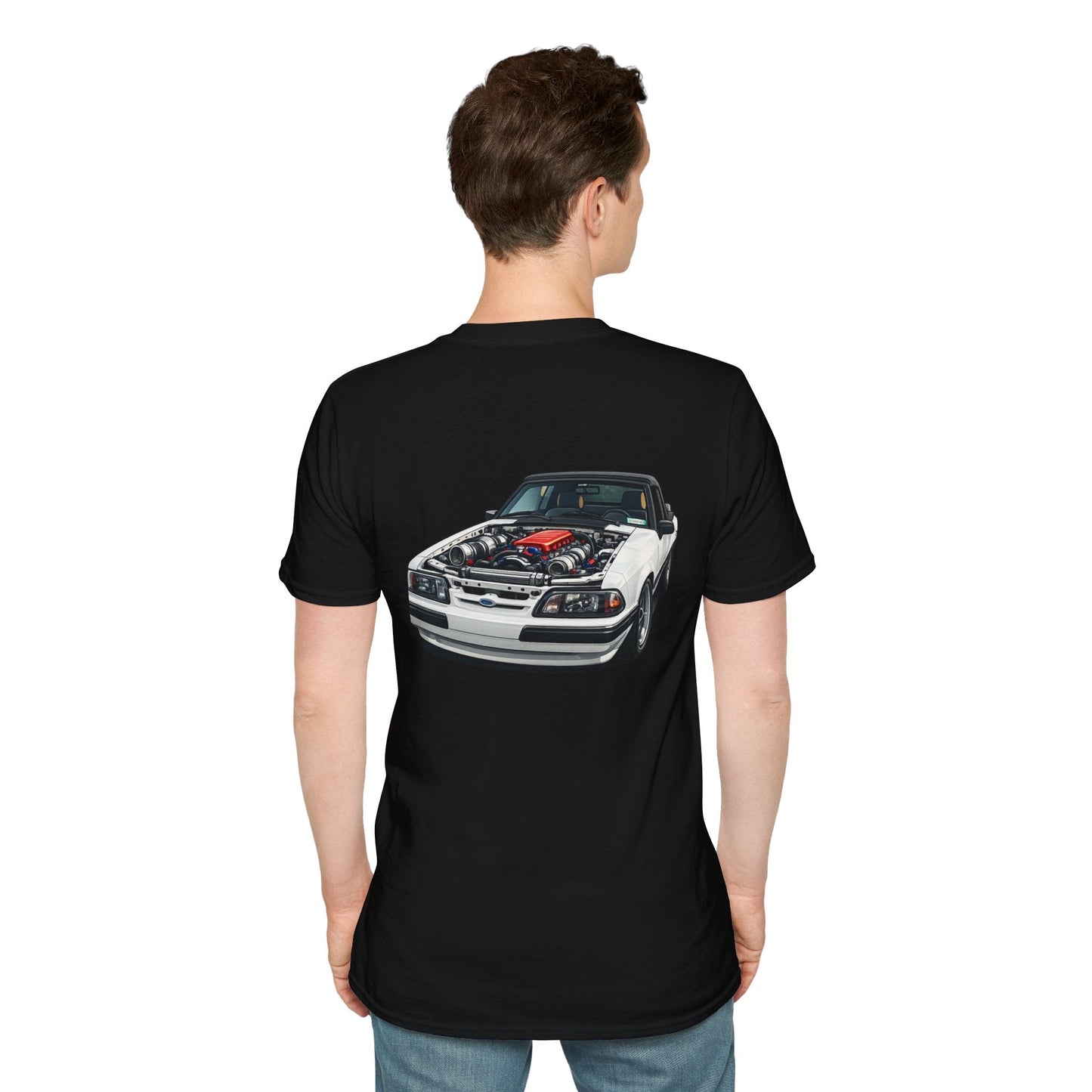 T-Shirt — White Vintage Foxbody Mustang Illustration Tee