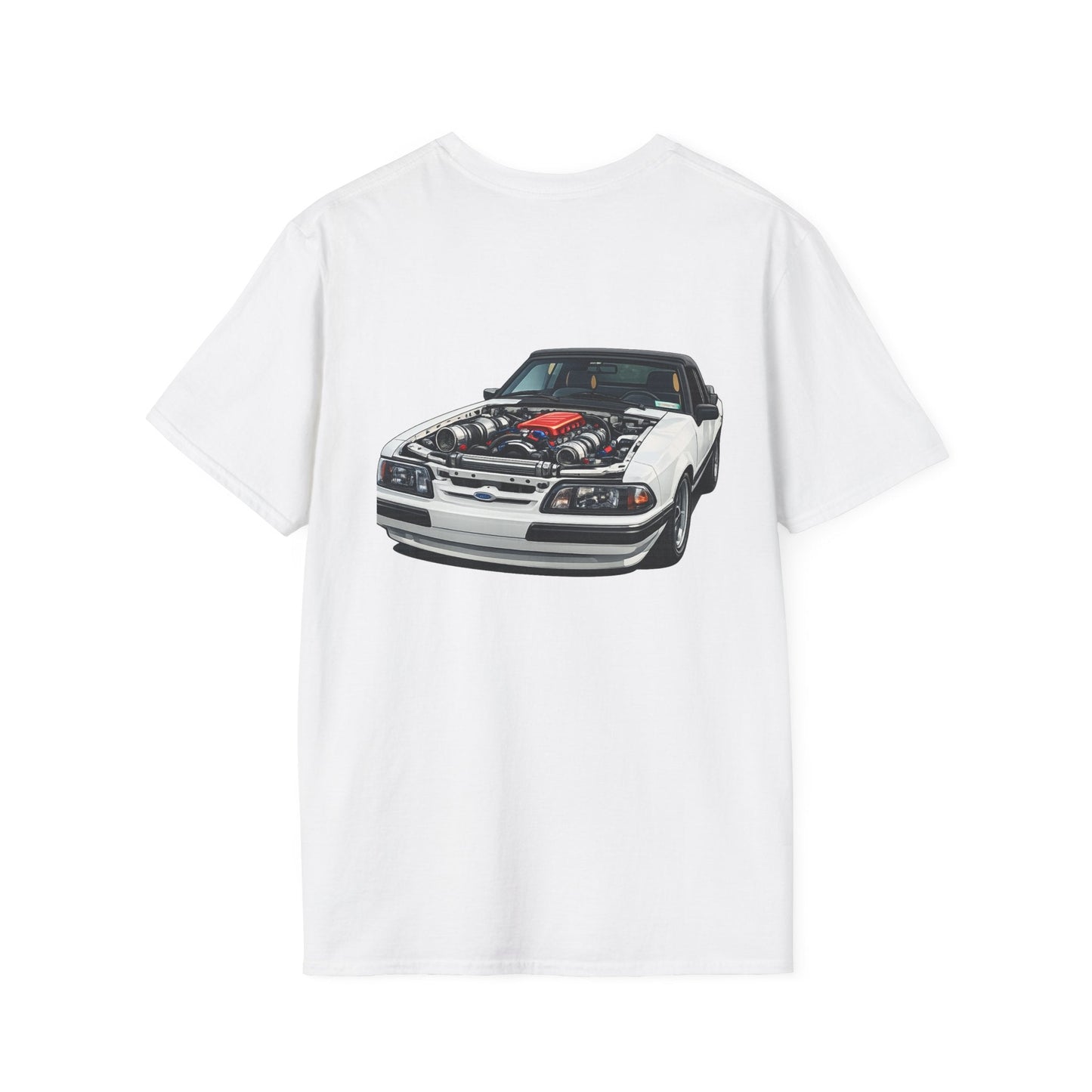 T-Shirt — White Vintage Foxbody Mustang Illustration Tee