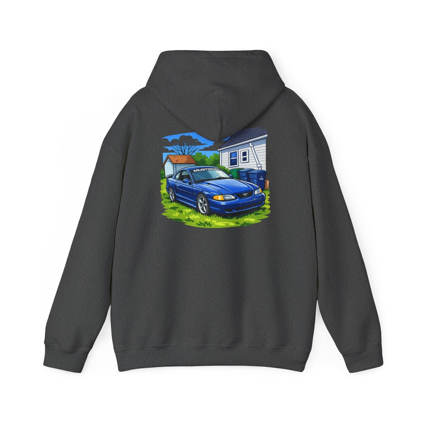 Ford Mustang Car Art Hoodie — Scenic Garage Illustration Pullover