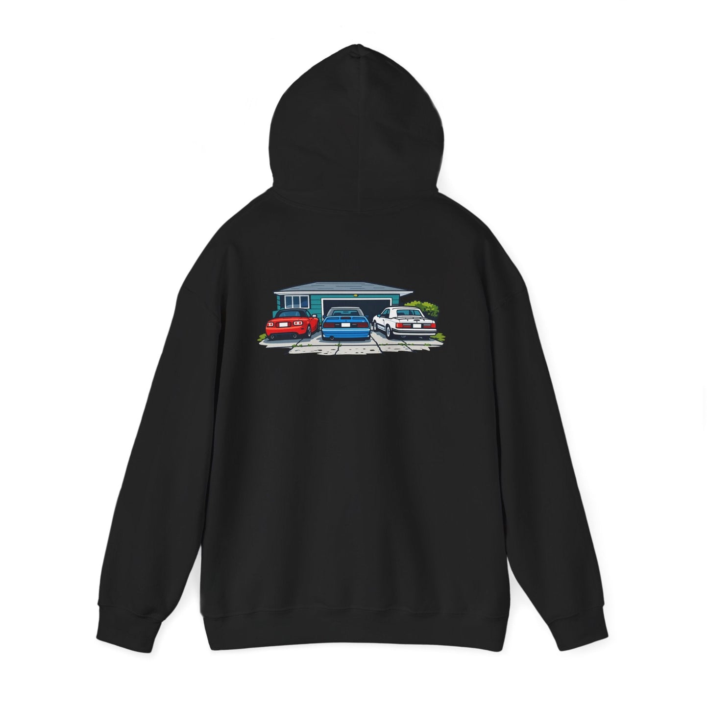Hoodie - Retro Cars Garage Illustration Hooded Sweatshirt