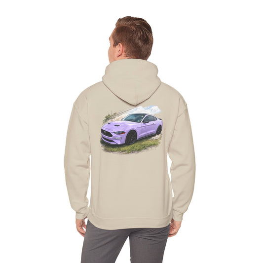Lavender Mustang Hoodie — Purple Sports Car Graphic Pullover