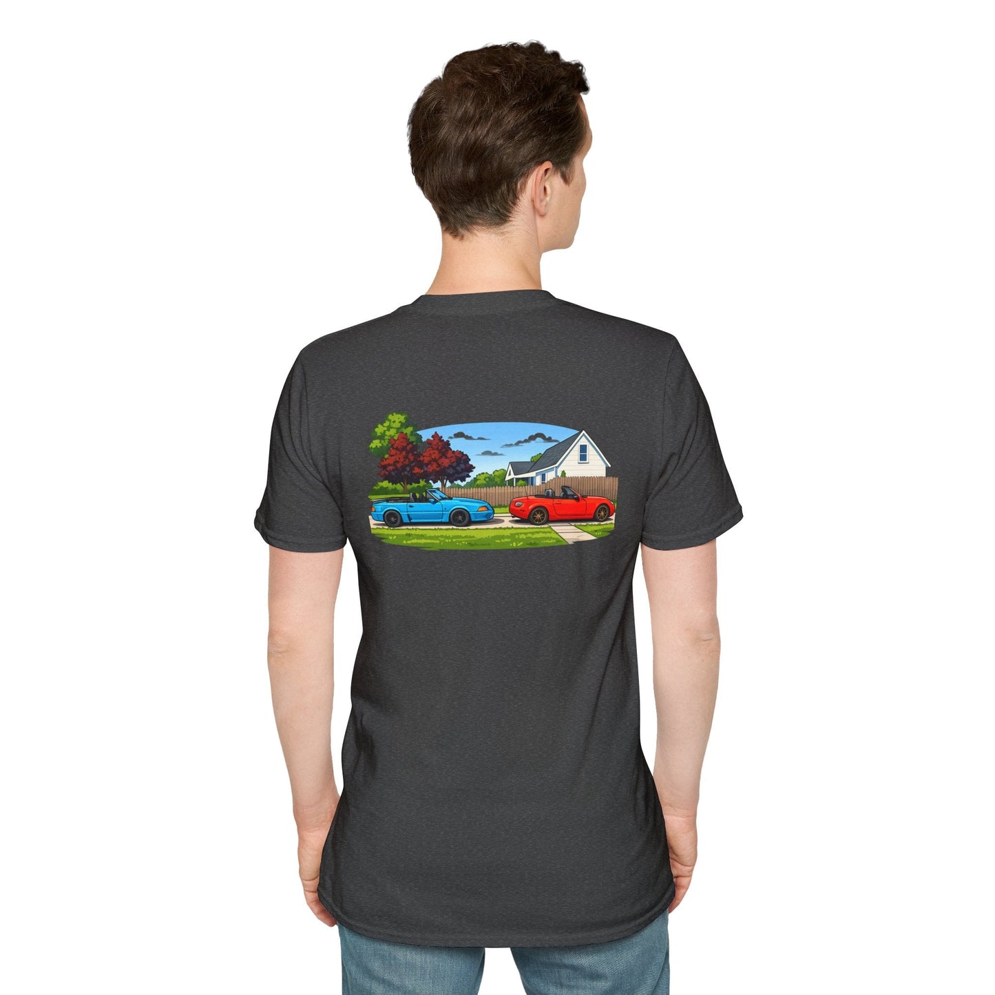 Classic Car Scene T-Shirt — Retro Muscle Cars Back Print