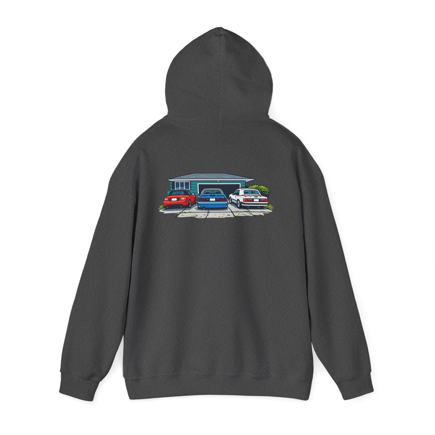 Hoodie - Retro Cars Garage Illustration Hooded Sweatshirt