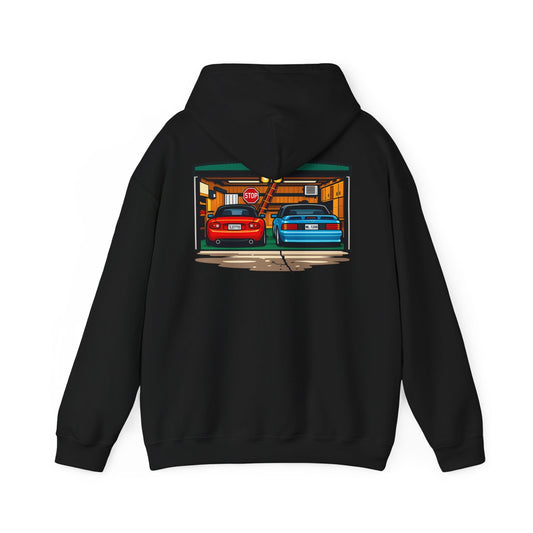 Car Garage Hoodie — Vintage Twin Sports Cars Illustration
