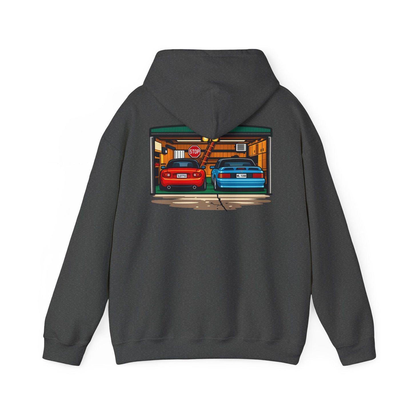 Car Garage Hoodie — Vintage Twin Sports Cars Illustration