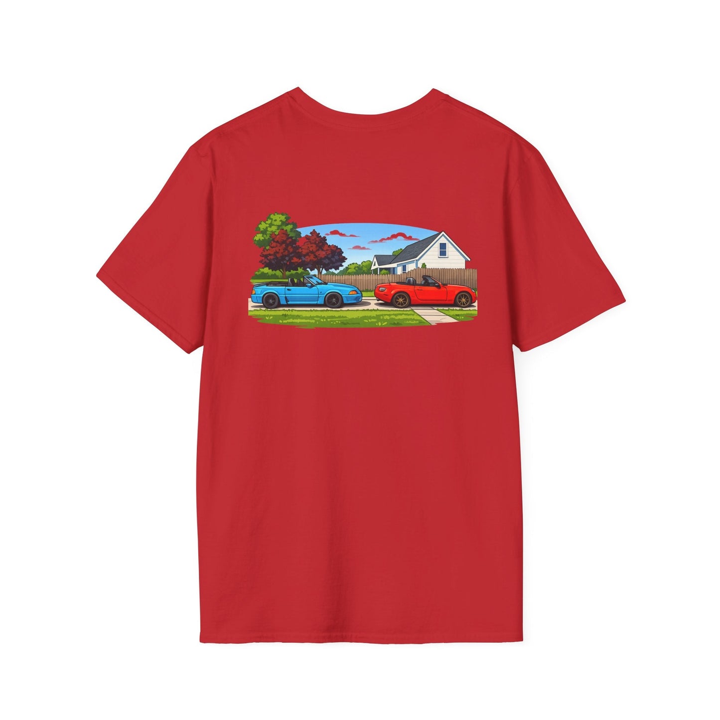 Classic Car Scene T-Shirt — Retro Muscle Cars Back Print