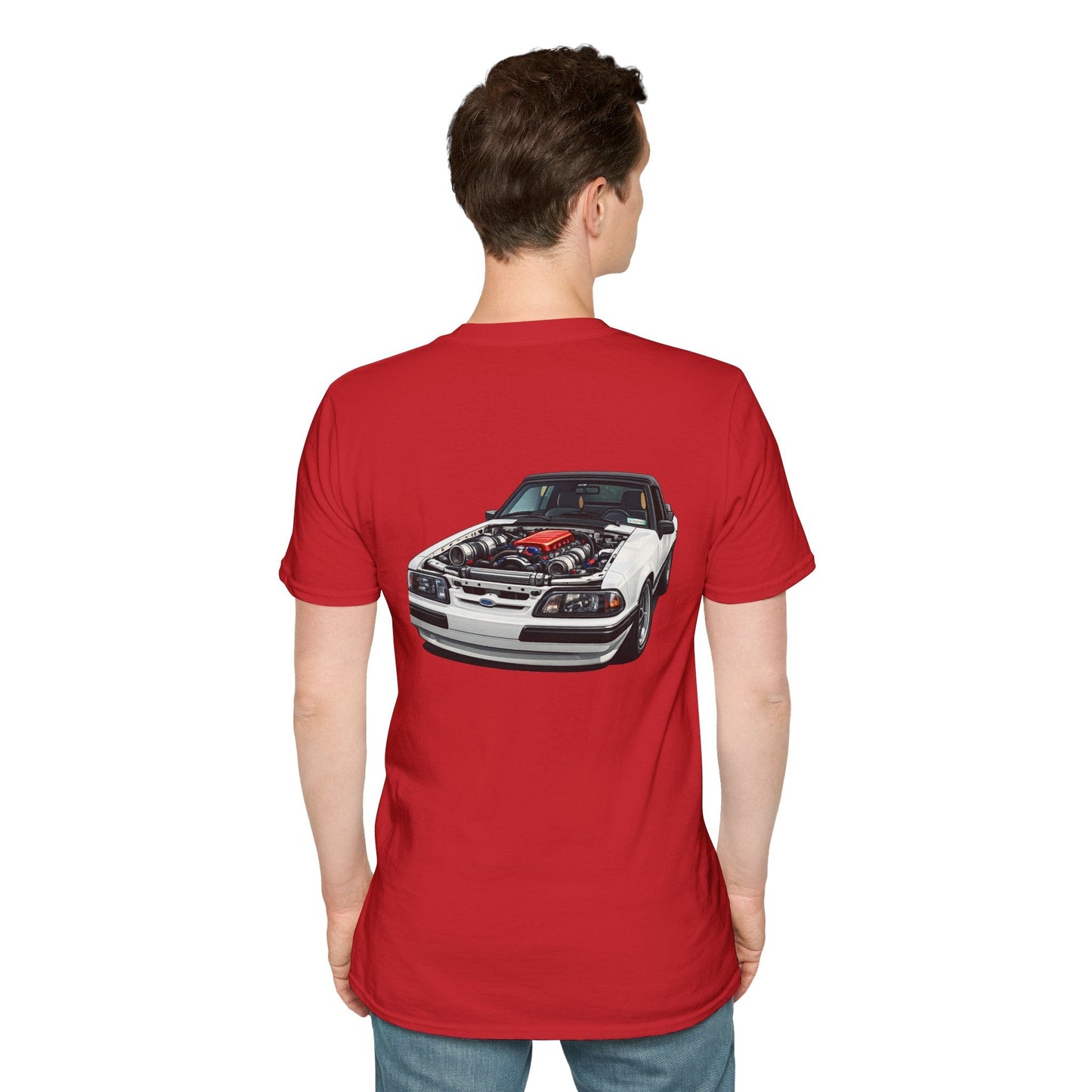 T-Shirt — White Vintage Foxbody Mustang Illustration Tee