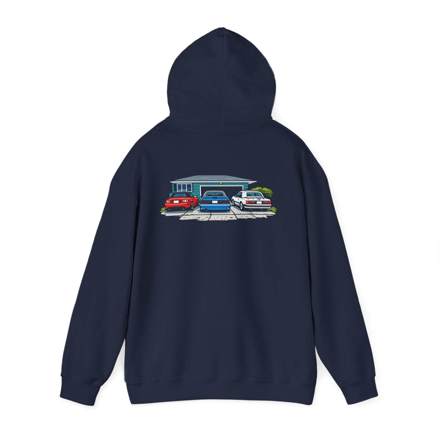 Hoodie - Retro Cars Garage Illustration Hooded Sweatshirt