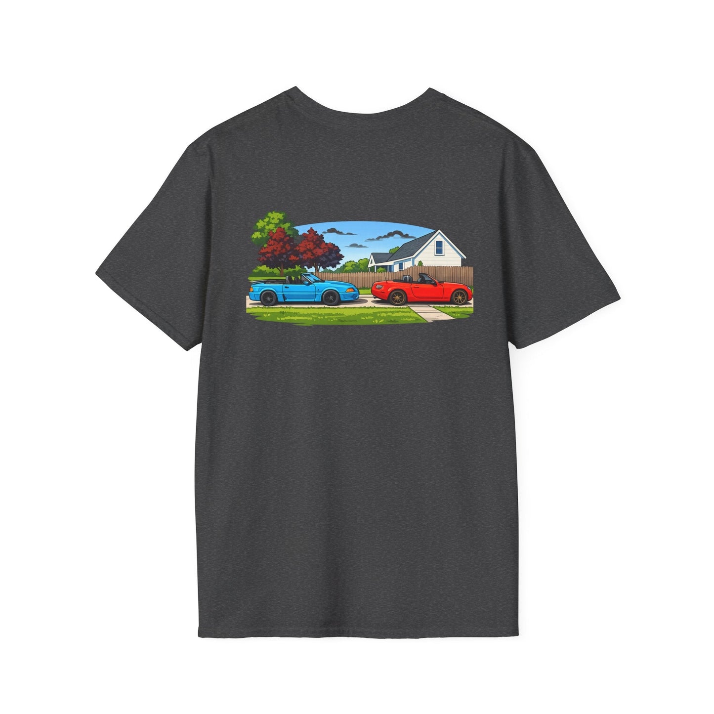 Classic Car Scene T-Shirt — Retro Muscle Cars Back Print